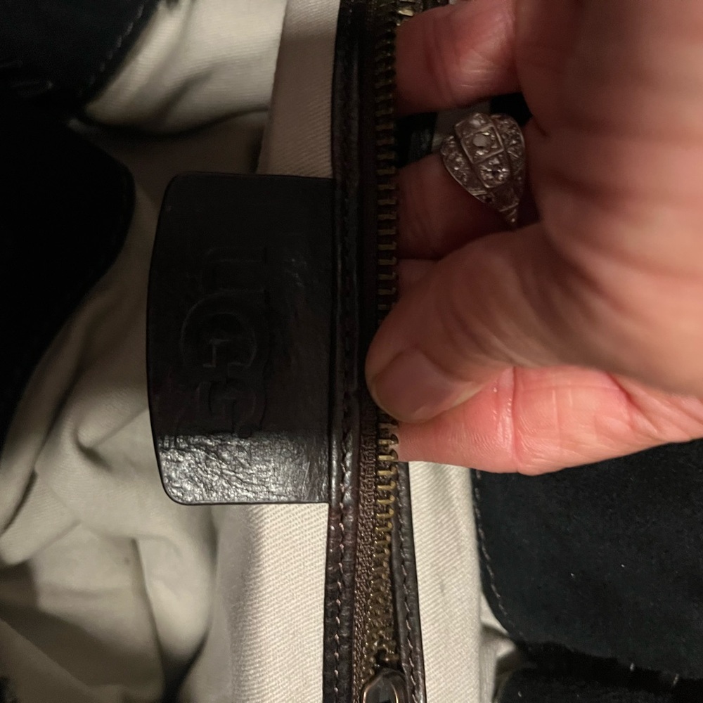 UGG Black Suede and Shearling Tote - Picture 4 of 9
